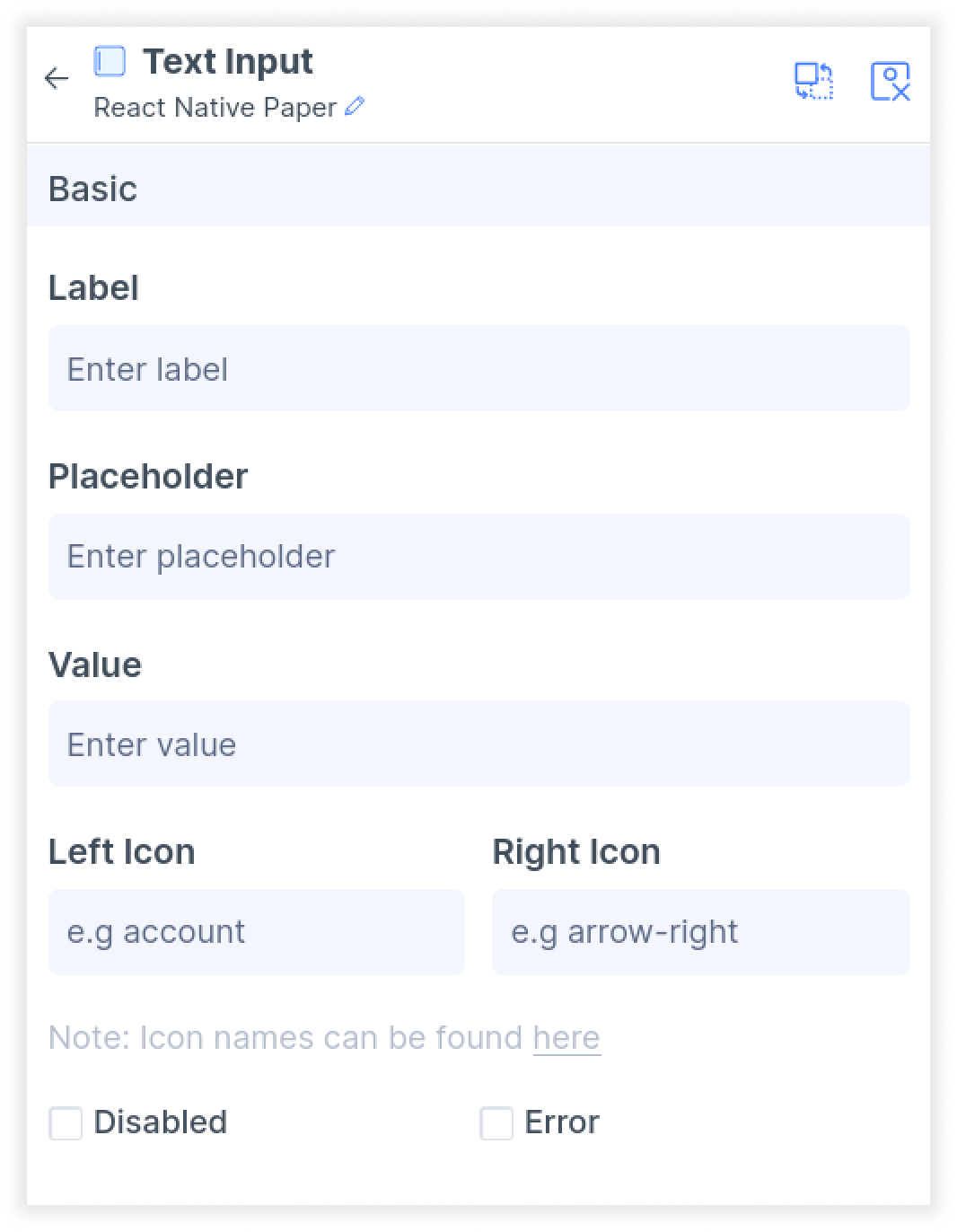 Tagging a Material design React Native Input – Locofy Docs